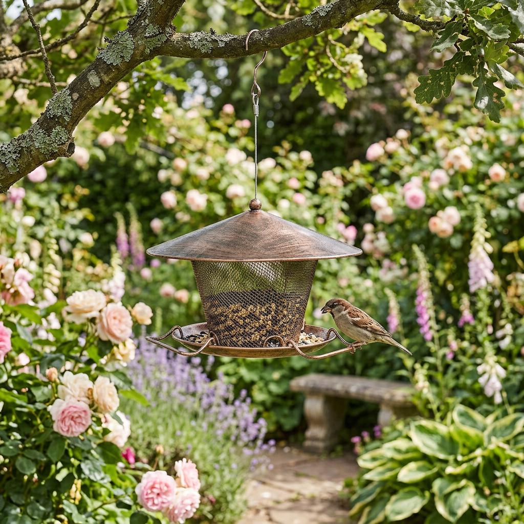 Vintage Hanging Bird Feeder Metal Outdoor Garden Rainproof Feeder - BIRDLOVER