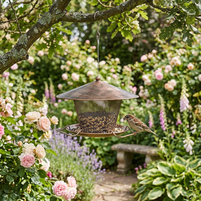 Vintage Hanging Bird Feeder Metal Outdoor Garden Rainproof Feeder - BIRDLOVER