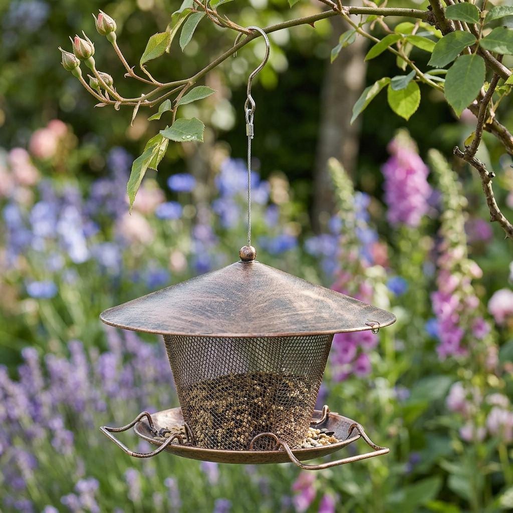 Vintage Hanging Bird Feeder Metal Outdoor Garden Rainproof Feeder - BIRDLOVER