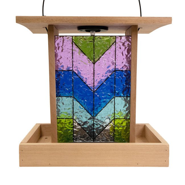 Wild Bird Lover's Cedar Hopper Feeder with Solar Light - BIRDLOVER