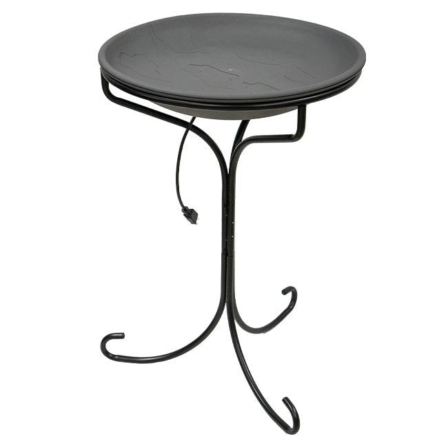 Wild Bird Lover's Heated Bird Bath w/Metal Stand, Slate, 20" - BIRDLOVER