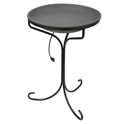 Wild Bird Lover's Heated Bird Bath w/Metal Stand, Slate, 20" - BIRDLOVER