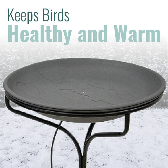 Wild Bird Lover's Heated Bird Bath w/Metal Stand, Slate, 20" - BIRDLOVER