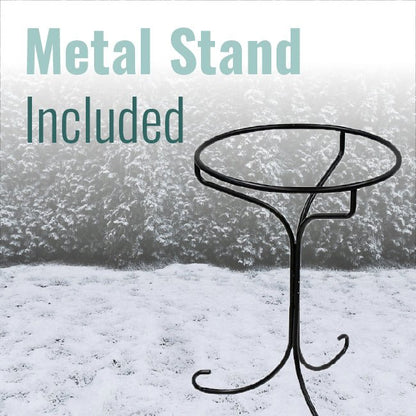 Wild Bird Lover's Heated Bird Bath w/Metal Stand, Slate, 20" - BIRDLOVER